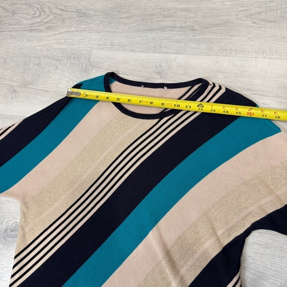 Tanjay Striped Teal and Beige Sweater - Picture 12 of 15